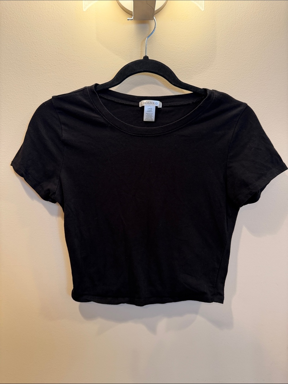 Bozzolo Black Short Sleeve Cropped Tee
